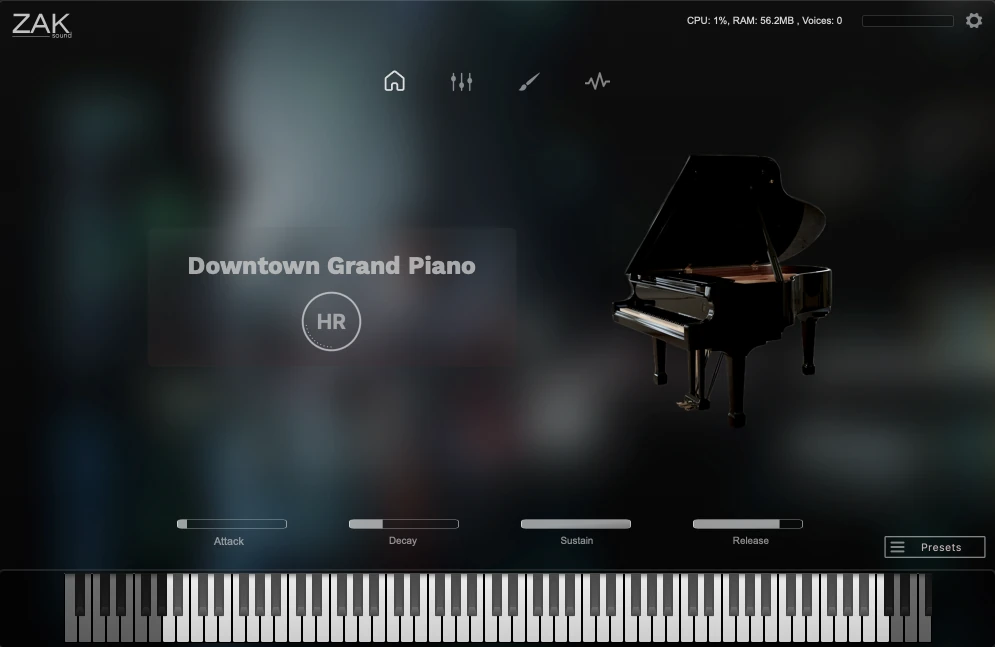 Downtown Grand Piano interface