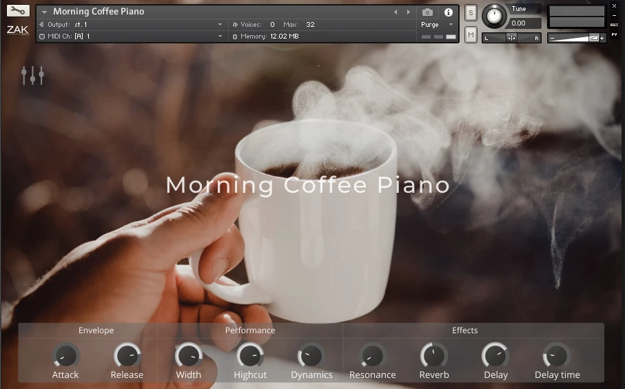 Morning Coffee Piano interface